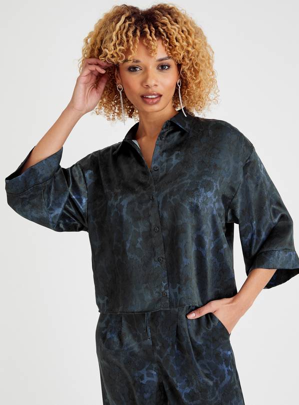 Animal Print Boxy Satin Shirt 12